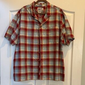 Duluth Trading Co Men's Red and Gray Plaid Casual Shirt